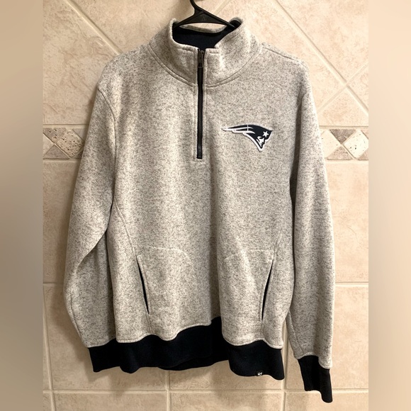 47 Other - ⛄️PRICE DROP 47 Antigua Mens NE Patriots Blue & Oatmeal 1/4 Zip Pullover SZ L